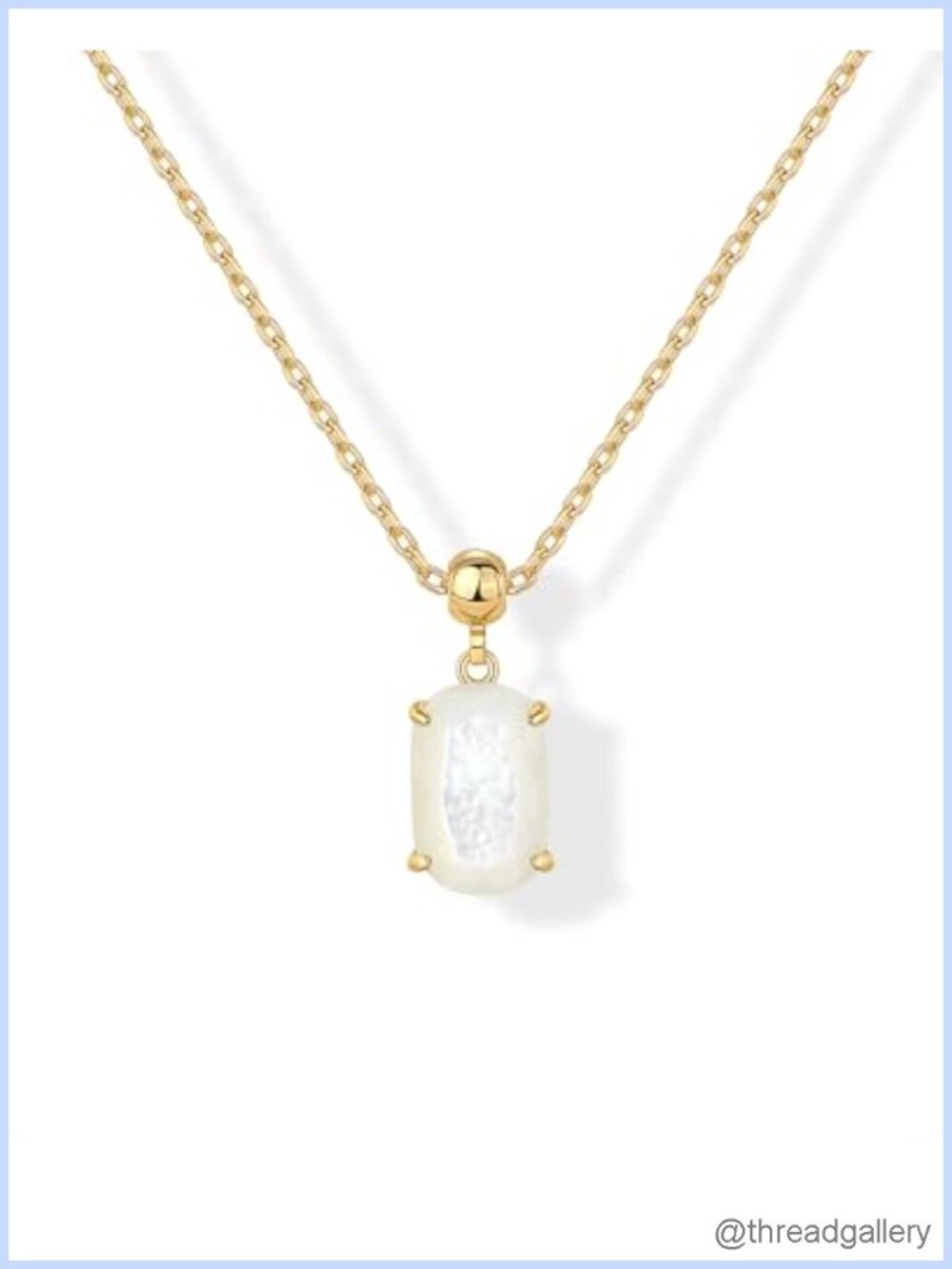 14K Gold Plated Mother of Pearl Pendant Necklace Adjustable 18"